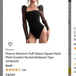 NWT black puffy sleeve body suit. Probably best for long torso
